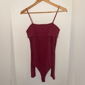Aerie Burgundy Ribbed Bodysuit